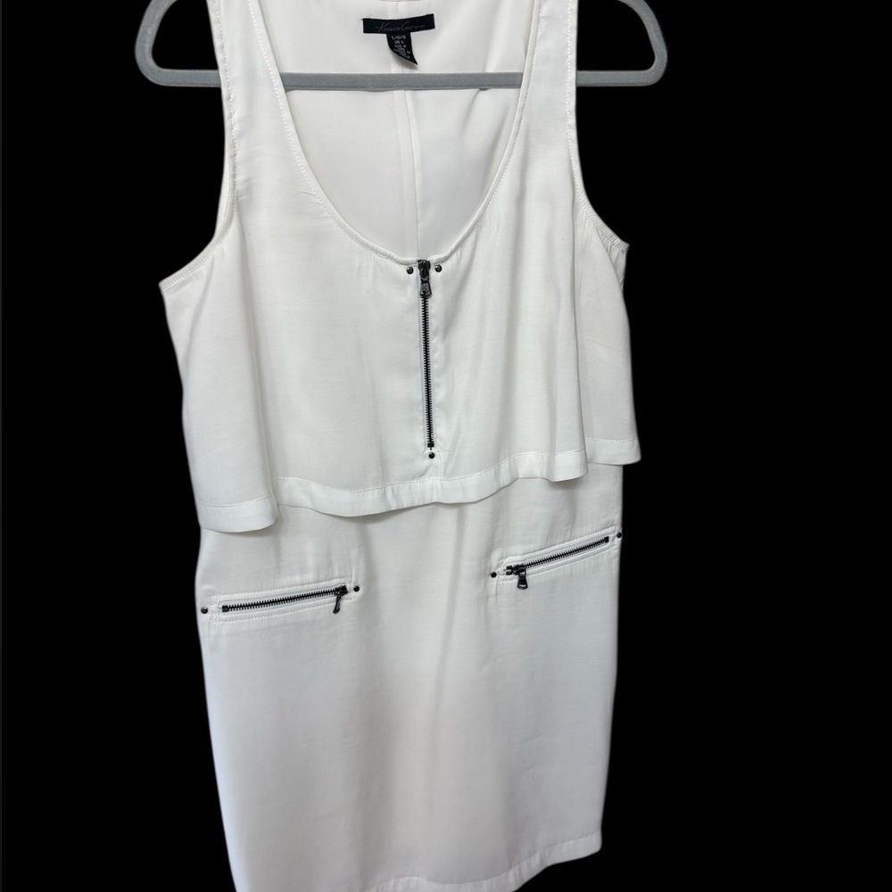 Kenneth Cole White Mini Dress with Zipper Details